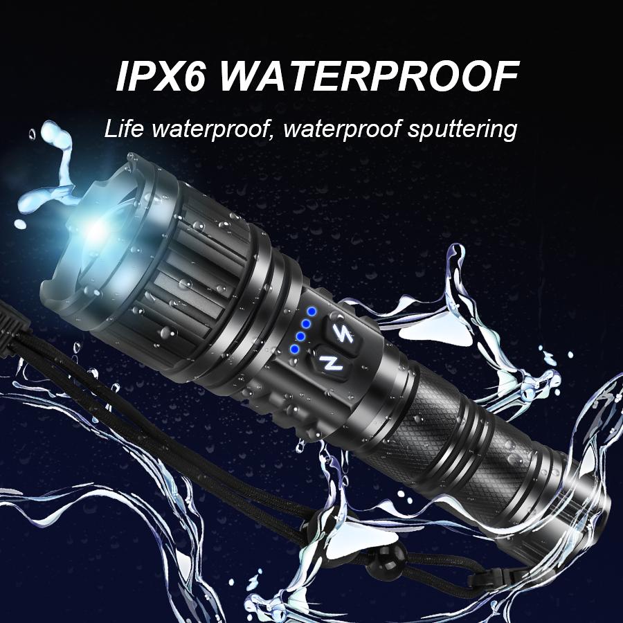 100000LM Super Bright Long Range LED Flashlight Tactical Flashlight Outdoor Waterproof Flashlight Camping Lantern Torch