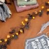 Halloween Decor Black Maple Leaf Pumpkin Vine 1.8m Horror Party Hanging Garland Door Wall Home Decoration