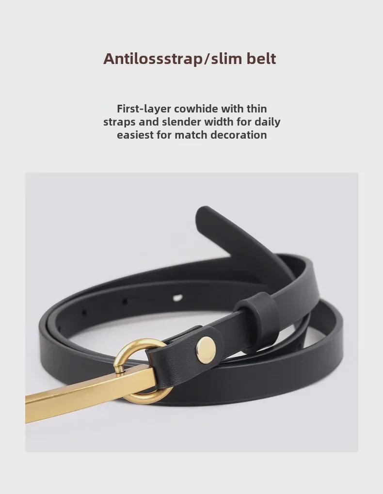 Curea din piele de vacă cu cataramă retro aurie pentru femei - la modă, lungă, cu etanșare în talie de înaltă calitate.