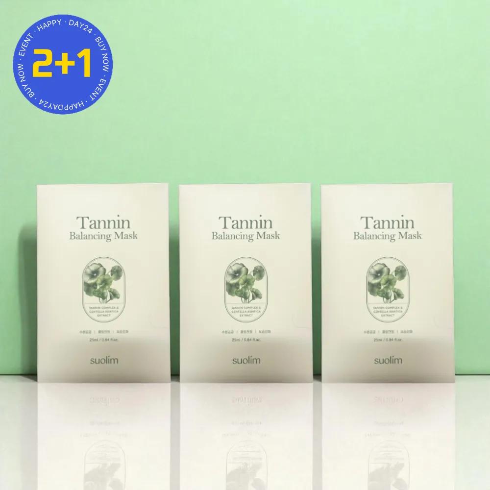 SUOLIM Tannin Pack Balancing Cica Centella Asiatica Mask Pack 5 Sheets 3 Boxes
