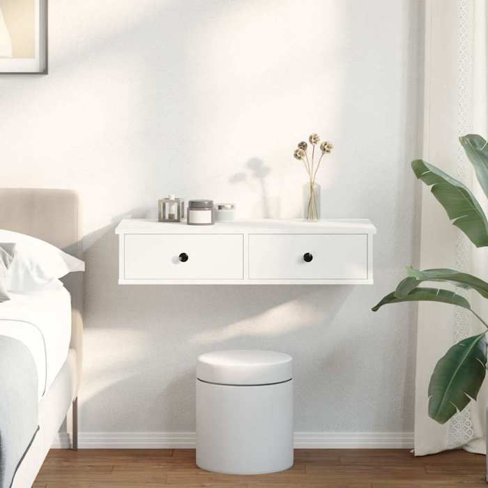 VidaXL Étagère murale avec tiroirs blanc 80x31x17 cm bois d'ingénierie 859950