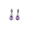 Amethyst Drop Earrings: Dainty 925 Sterling Silver, Oxidized Finish