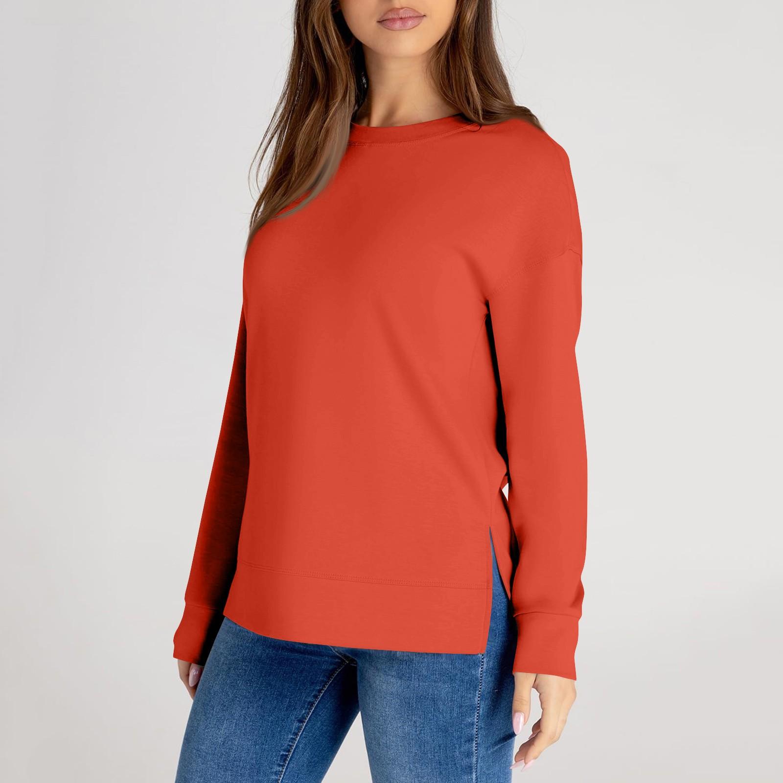 

Женский повседневный модный однотонный свитер с круглым вырезом и длинными рукавами XL шафрановый