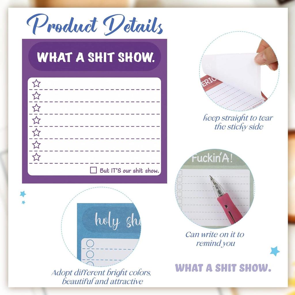 12 Pcs Funny Sticky Notes with Fun Messages 3 x 3 Inch Funny Work Notepads for Coworkers Self Stick Mini Notepads Small to Do List for Adults Office