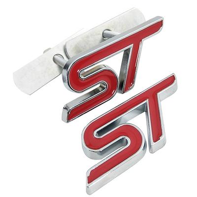Metalowa czerwona niebieska ST przednia kratka naklejka na grill samochodowy emblemat chromowana naklejka na FORD FIESTA FOCUS MONDEO Auto Car Styling