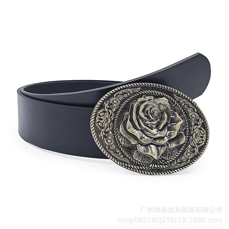 Flower Retro Belt Female American Retro Hottie Design Sense Niche Belt Female Y1k Jeans Decoration Wide
