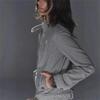 TrendHub American Retro Grey Stand Collar Solid Jacket Metal Buckle Slim Fit Hoodie Unisex