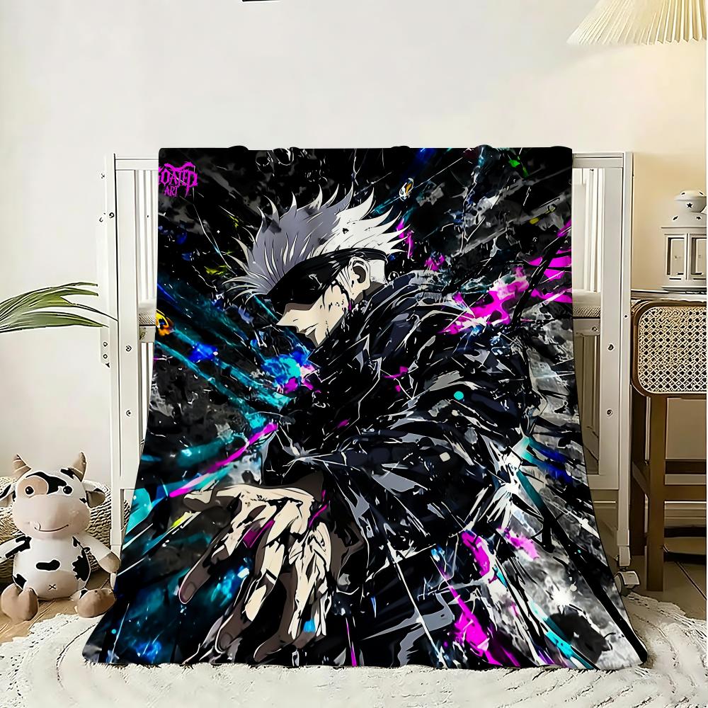 Cartoon Jujutsu Kaisen Throw 240g Flannel Blanket Lightweight Soft Skin-friendly Summer Thin Throw Blanket