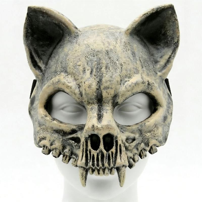 PU Foam Cats Skull Half Face Mask For Halloween Parties And Cosplay Event Lightweight And Comfortable Costume Face Cover