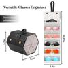 1pc 5-Slot Glasses Storage Box,Foldable Portable Organizer with Soft Cushioned Compartments,Durable Synthetic Faux Leather