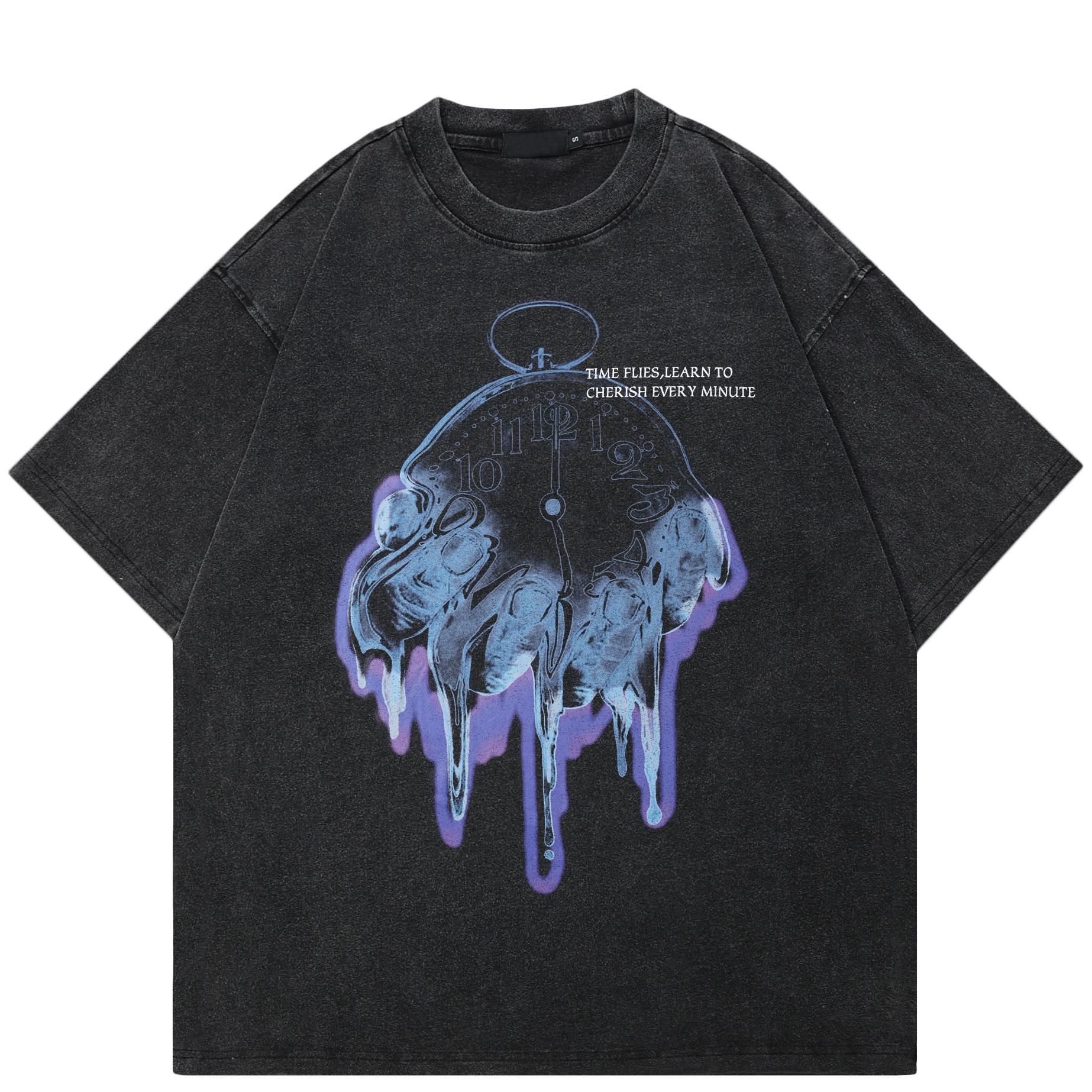 

2024 уличная футболка унисекс с рисунком Golden Hour, винтажная хлопковая хипстерская футболка с рисунком Escape S чёрный