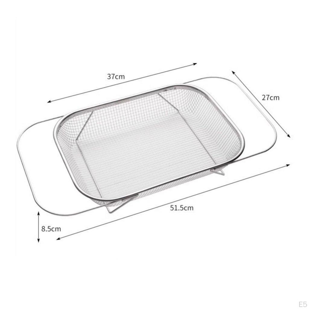 Vegetable Washing Basket MultiFunctional Stainless Steel Sink Strainer Space Saving