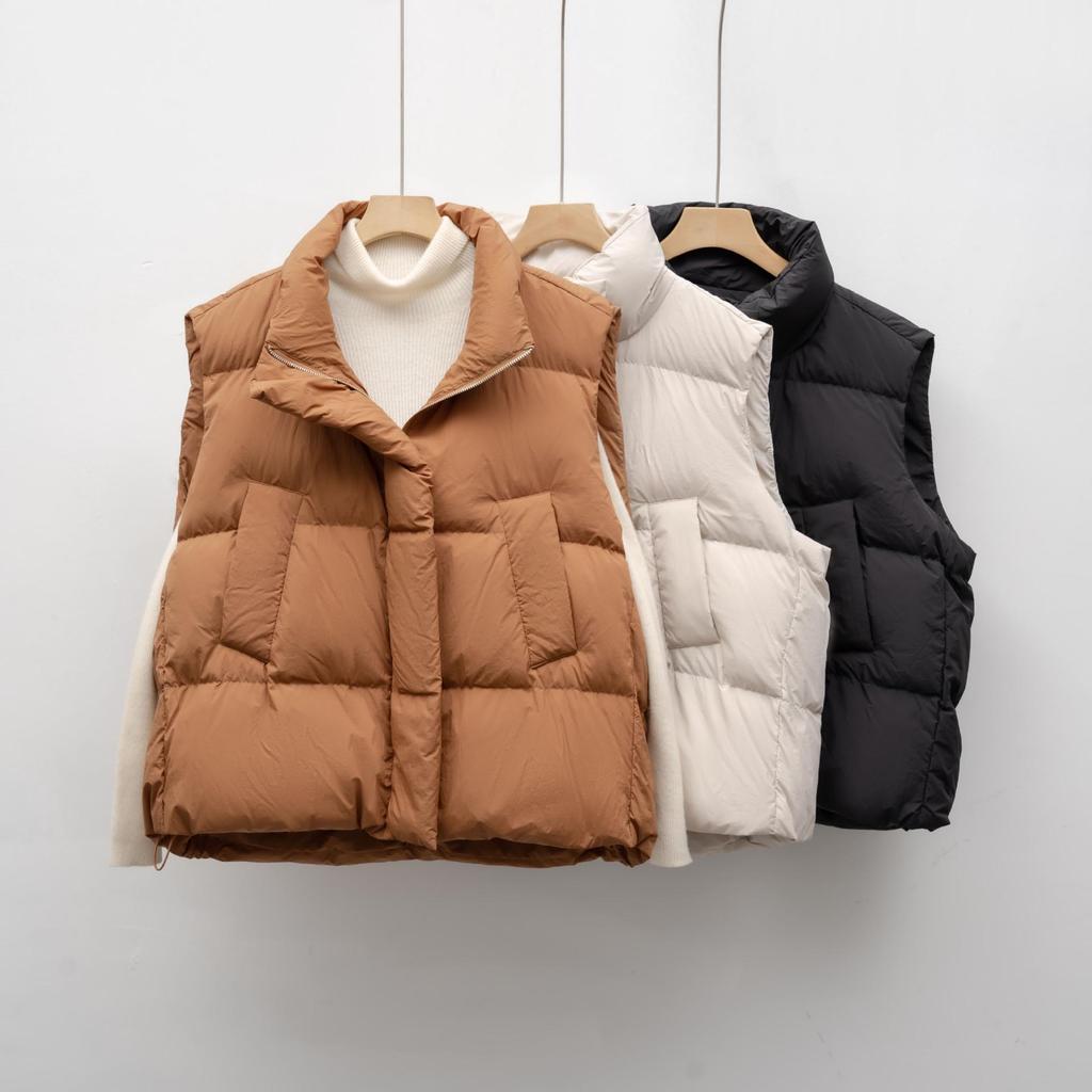 Women's Autumn/Winter Stand-up Collar Down Vest - Short, Loose, Casual Gilet