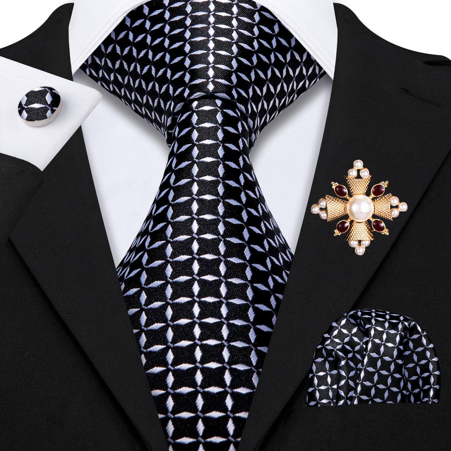 

Винтажная брошь с галстуком для мужчин, новинка, шелковый галстук, карманные квадратные запонки, подарочный формальный набор N-0527