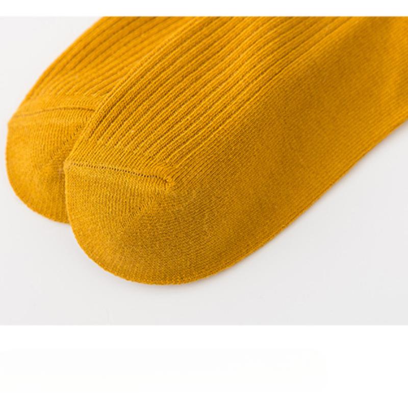 5 Pairs Women's Socks Spring Summer Pure Cotton Short Socks Solid Color Double Needle Style Fine Combing Cotton Middle Tube Socks