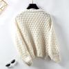 Women's Solid Color Sweater Autumn and Winter Loose Round Neck Twist Puff Sleeve Knit Sweater