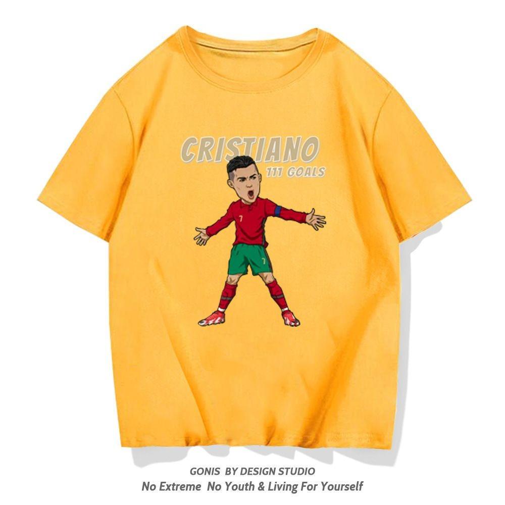 Cristiano Ronaldo Portugal Championship T-Shirt Boys Loose Trendy Soccer Short Sleeve Summer Fan Clothing Top