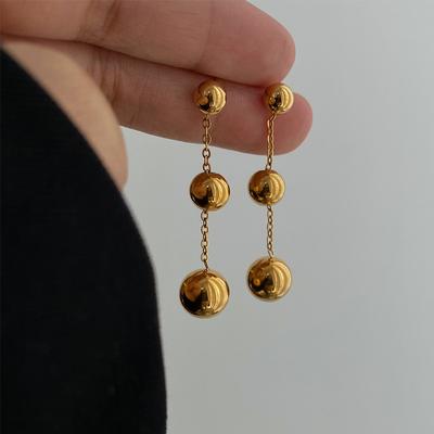 Gold Color Ball Beads Pendant Earrings For Women Girl Jewelry Gift Party