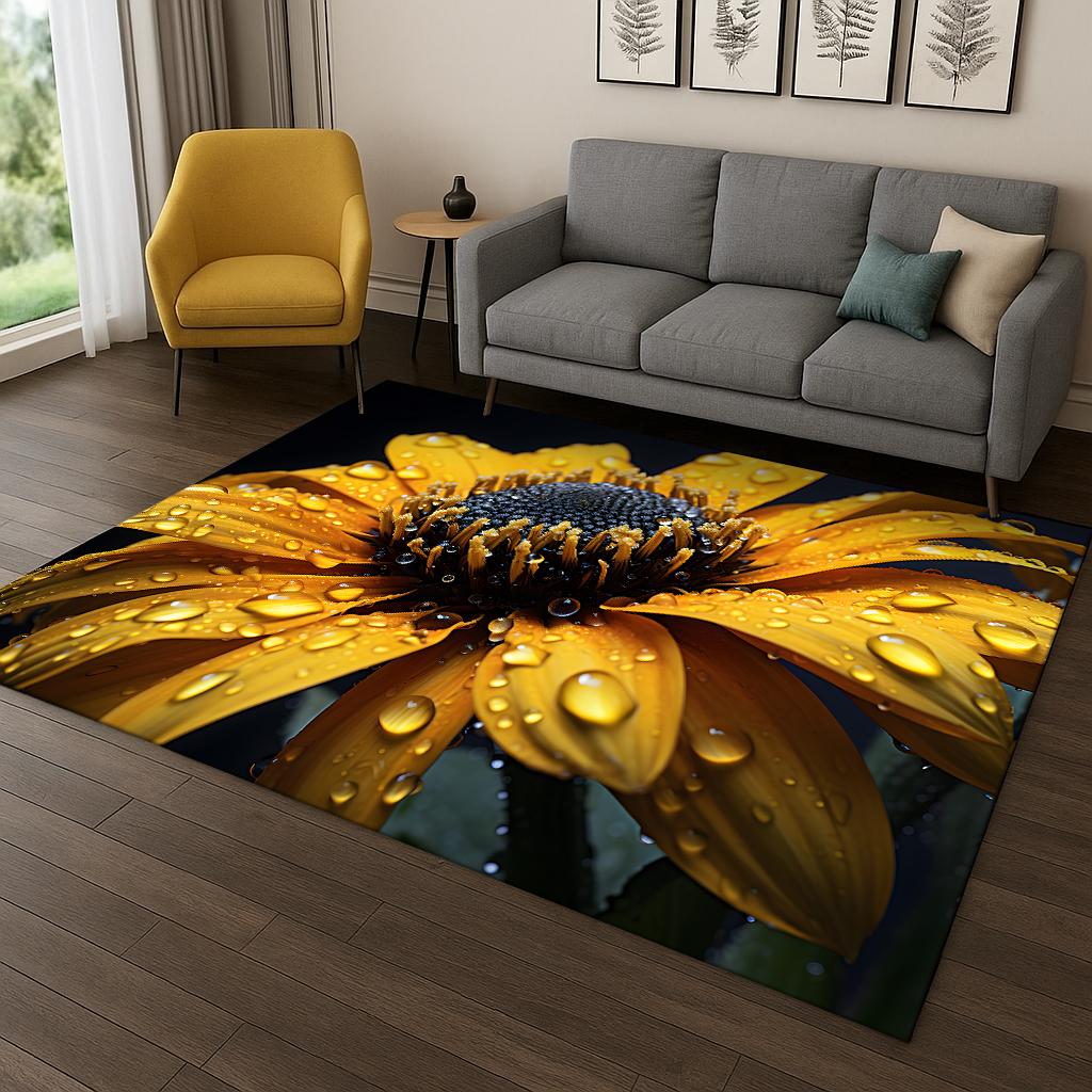 Daisy Sunflower Flower Pattern Carpet Rug for Home Bedroom Living Room Sofa Doormat Kitchen Decor,Kid Game Non-slip Area Rug Mat
