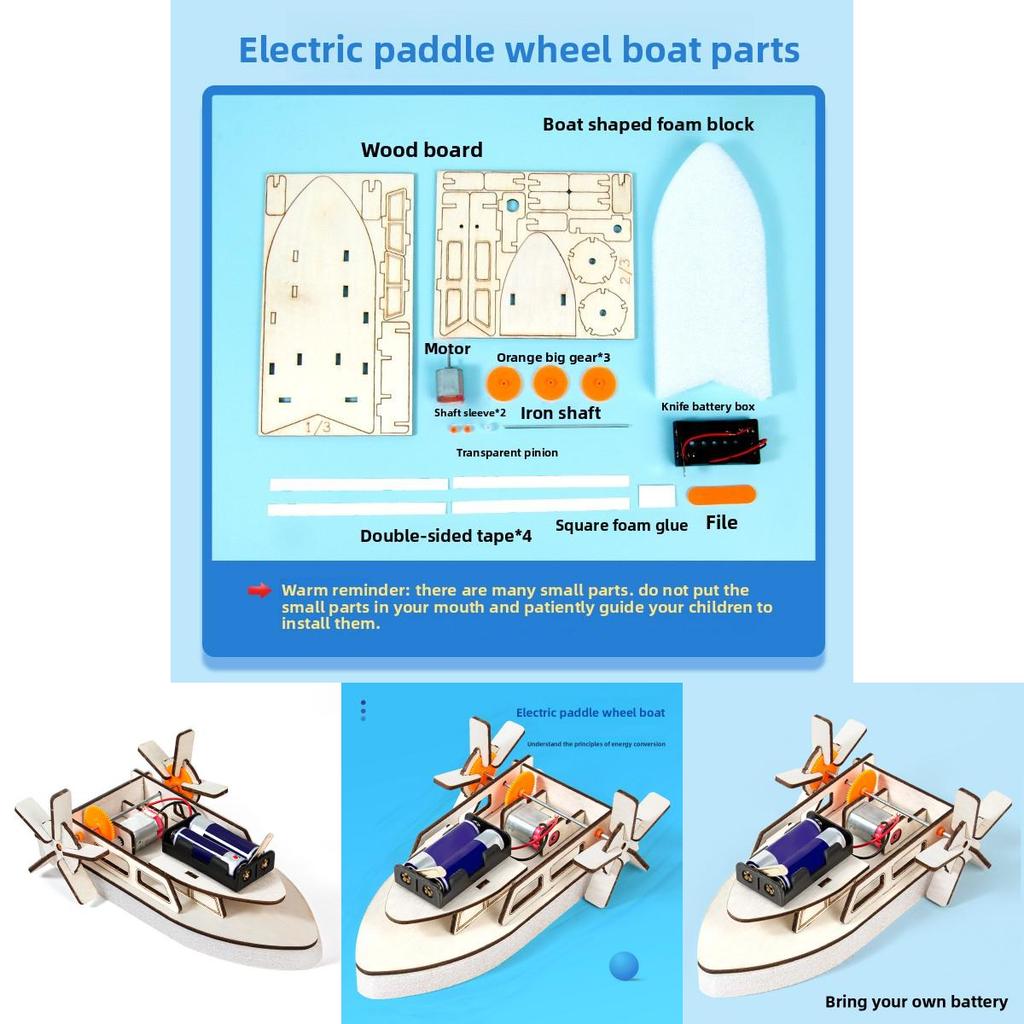 Simuliertes elektrisches Schiffsmodell Holz-Bausatz Kinder-Puzzle-Spielzeug Für Kinder Stem-Lernen und praktische Bildung