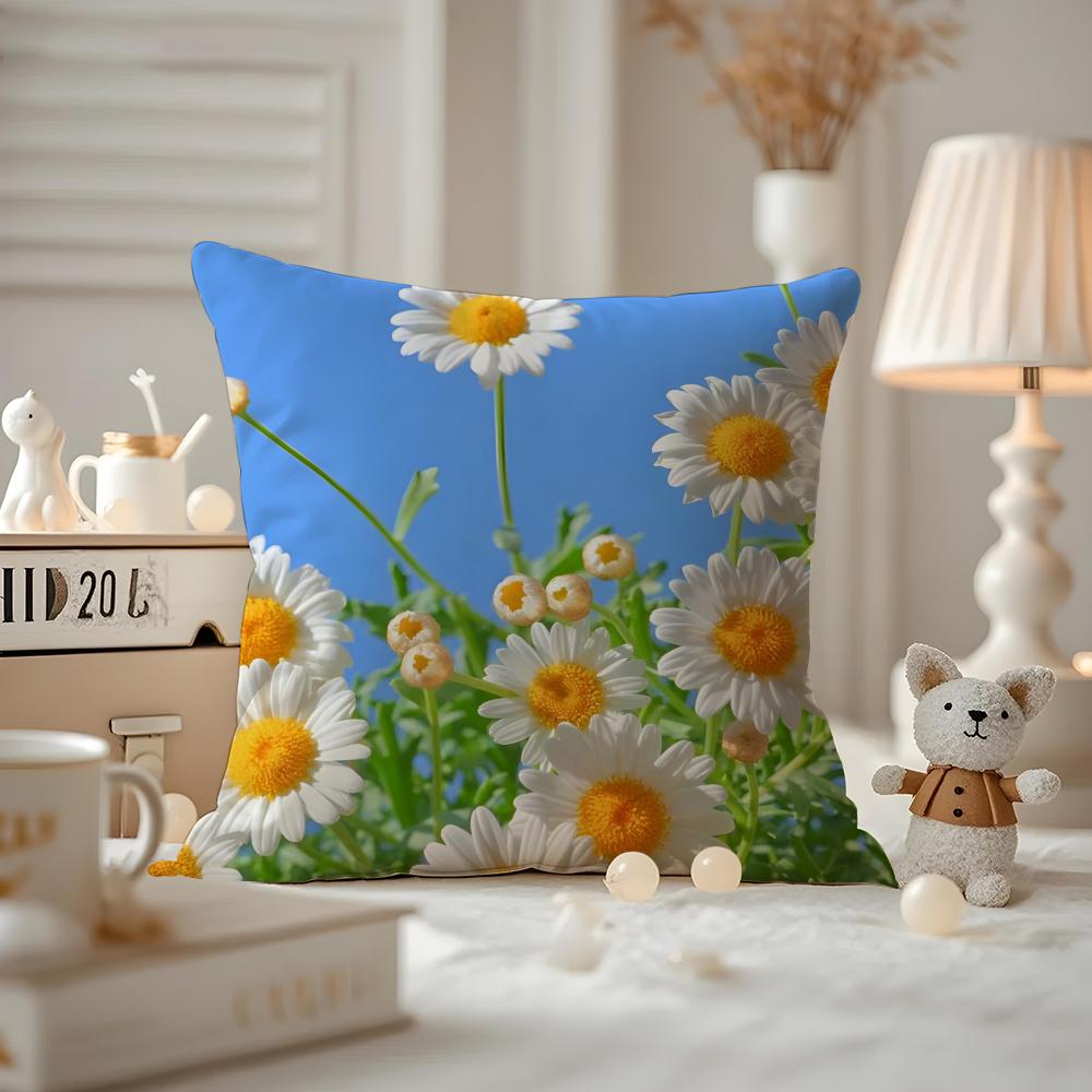 Mode Gänseblümchen Kissenbezug Milbenschutz Kissenbezug Verdeckter Reißverschluss Seidig Kurzer Plüsch Sofa Kissenbezug
