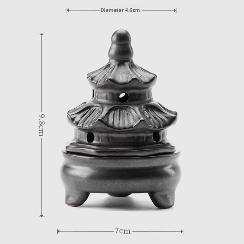 Meditation Home Decor Pagoda Incense Burner Set for Cone Stick Backflow Aromatherapy Yoga Zen Gift