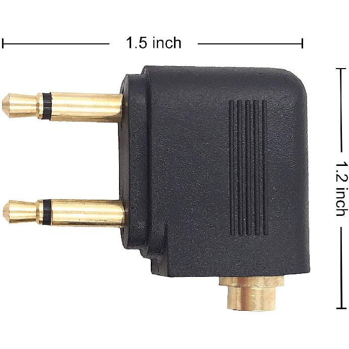 4-Pack Airline Airplane Flight Adapters for Headphones, Golden Plated 3.5mm Jack