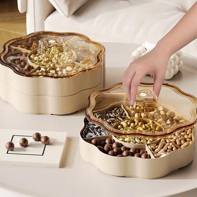 Cutie Bomboane Recipient Plastic pentru Fructe Uscate cu Capac pentru Living 5 Compartimente Organizator Gustări pentru Uz Casnic