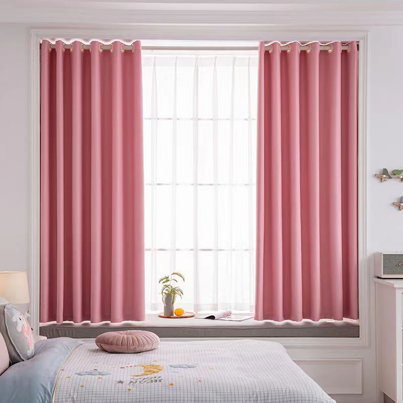 Curtain Solid Color Blackout High-Precision Bedroom Sunscreen Finished Curtain Cloth