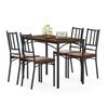 Esstisch-Set, Bartisch mit 4 Essstühlen, Industrieller Frühstückstisch für Küche, Wohnzimmer, Partyraum, Nussbaumholz, 110cm*60cm*76.5cm