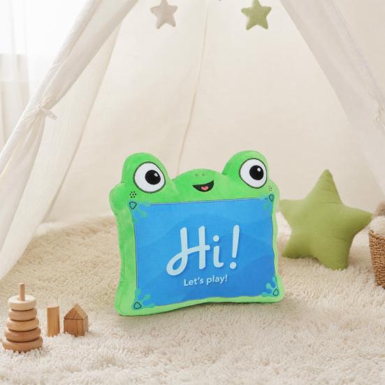Green Frog Tablet Plush Toy, Soft Stuffed Animal, Cuddly Frog Plushie for Kids, Cute Character Collectible Gift for Boys Girls