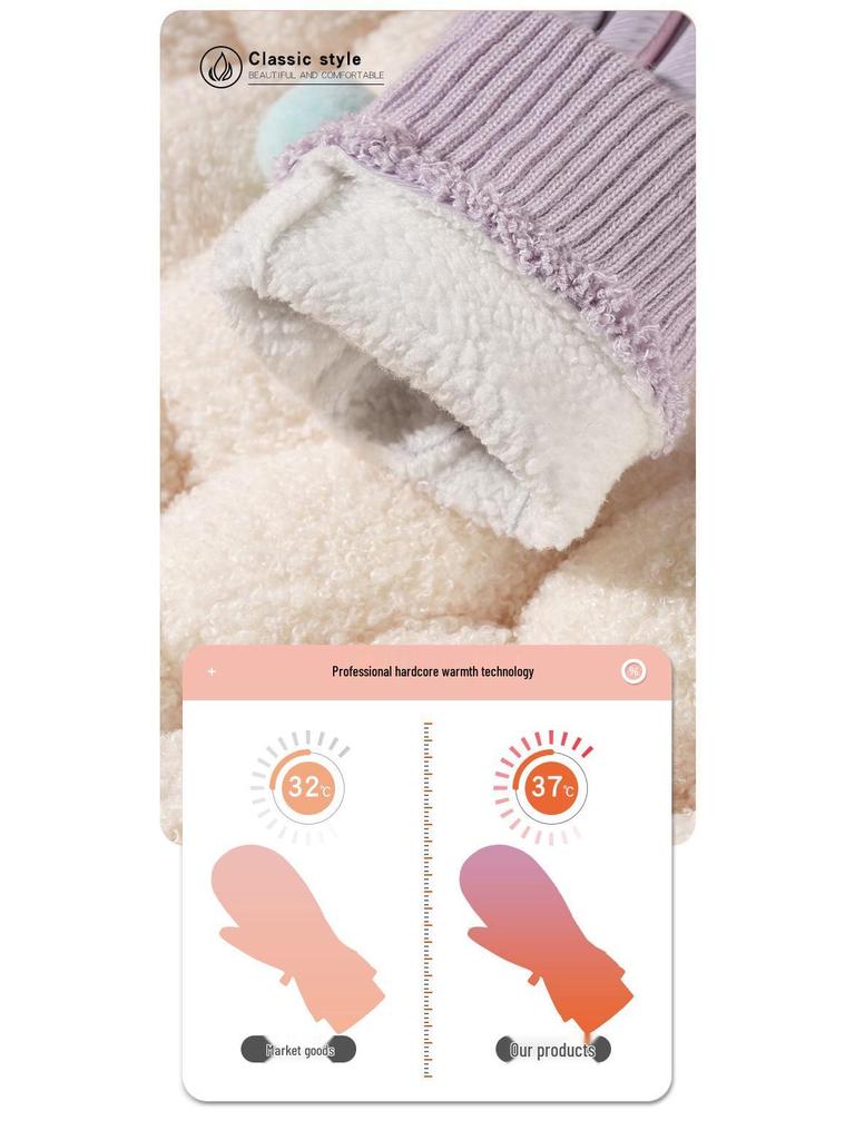 Kids' Winter Gloves: Fleece-Lined, Warm, Non-Slip, Waterproof for Skiing, Cycling, and Playing, with Cute Ribbed Cuffs and Five Finger Design.