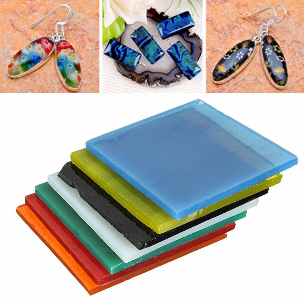 Buy Pdtoweb 7 Sheets COE 90 Bullseye 7 Colors Square Kiln Fusing Glass