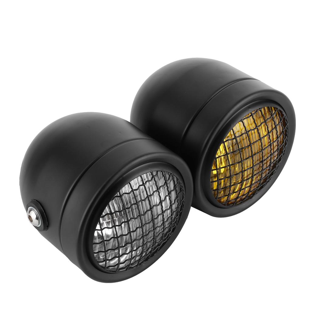 8.2in Retro Headlight Headlamp Round Dual Lamps Yellow White Light Universal for Motorcycle