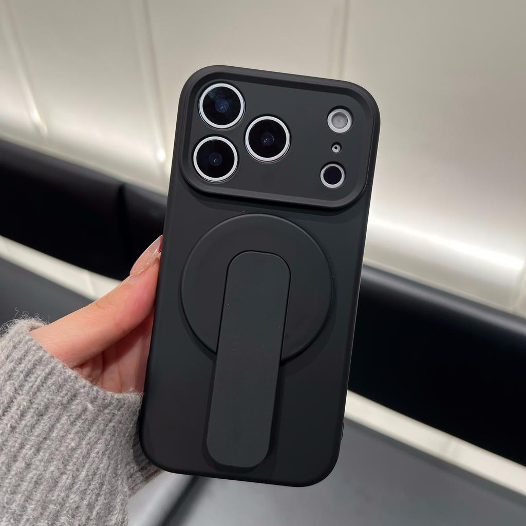 2 IN 1 Liquid Silicone Grip Holder Soft Shockproof Case for Apple iPhone 17 Air 16 Plus 15 14 13 12 Pro Max 11 For Magsafe Cover