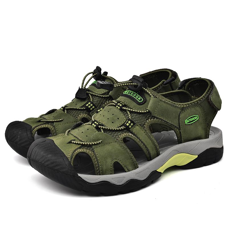 Hot Sale Sommer herresandaler utendørs sklisikre herre strandsandaler Håndlagde ekte skinn herresko Mote menn joggesko