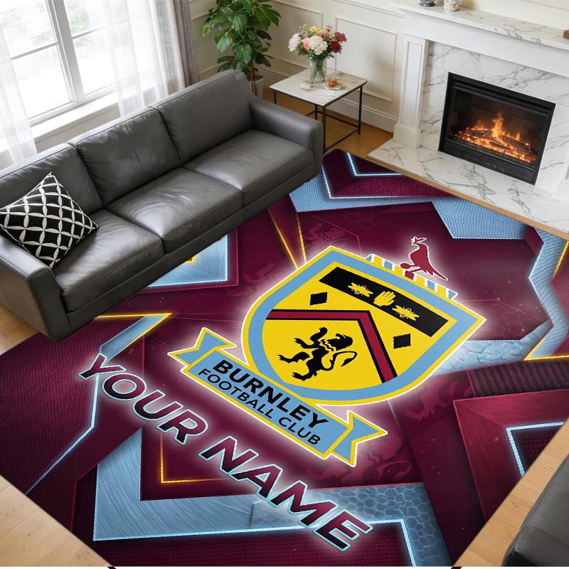 Crystal Velvet Rug Custom Name Text, Soft Non Slip Floor Mat Home DecorBurnley Football