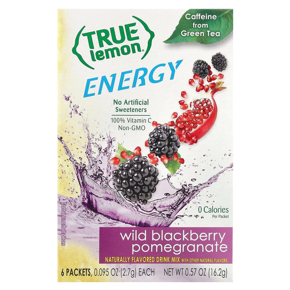 iHerb True Citrus True Lemon Energy Wild Blackberry Pomegranate, 6 Packets, 16.2g (0.57oz)