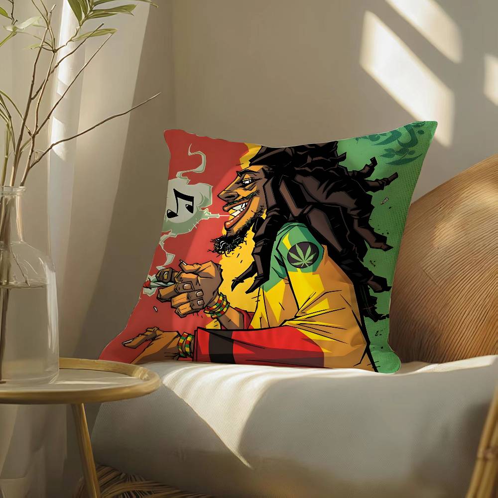Reggae Music Bob Marley-Singer Pillow Case Silky elegant Comfort Sofa Bed Invisible zipper Beach pillowcase