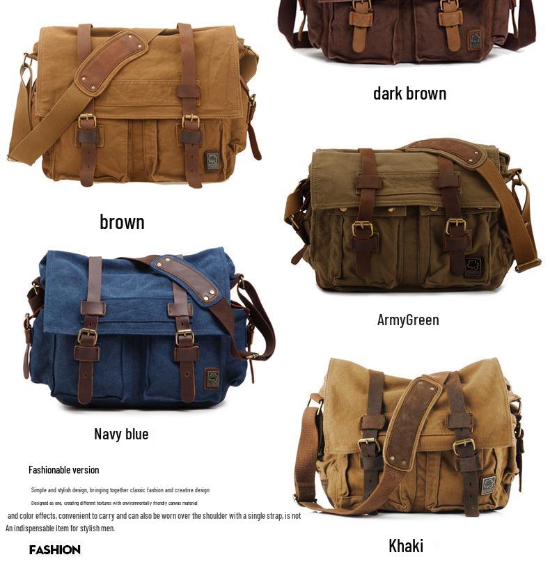 Men's Seven-Color Cotton Canvas Crossbody Bag - Student & Outdoor Casual Messenger Style