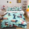 Dachshund Hot Dog Party Pattern Bedding Duvet Cover Set Duvet Cover Pillowcases  (1*Duvet Cover 2*Pillowcases, Without Duvet Insert)