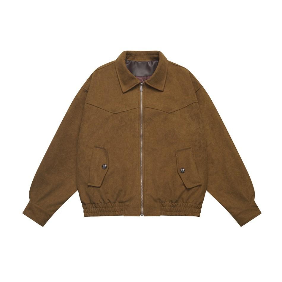 FEE THE END Men's Retro Suede Workwear Jacket - Loose Lapel Silhouette