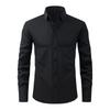 Herren Langarm Slim Fit Hemd mit Knöpfen Uni Schwarz
