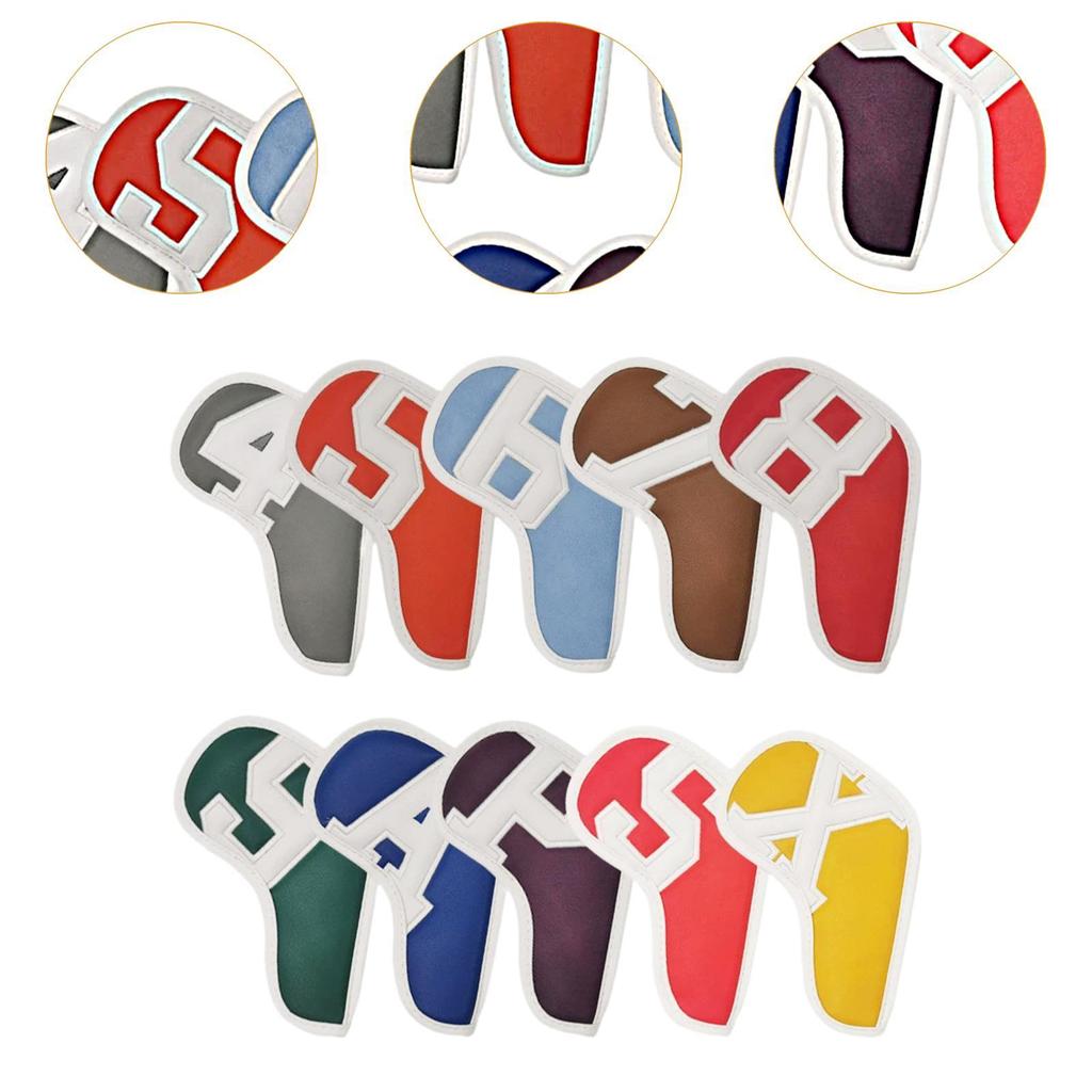 10x Golf Iron Headcovers Travel Portable Golfing Supplies Modern Golfer Gift Universal Wear Resistant Lightweight PU Protectors