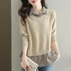 Women's Fake Two-Piece Knit Top with Shirt Collar - Stylish Autumn 2025 Sweater