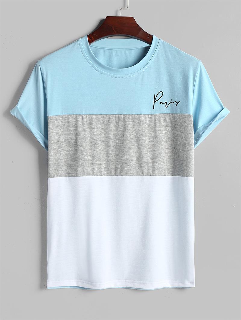 

Футболка с короткими рукавами ZAFUL Paris Pattern Colorblock M синий