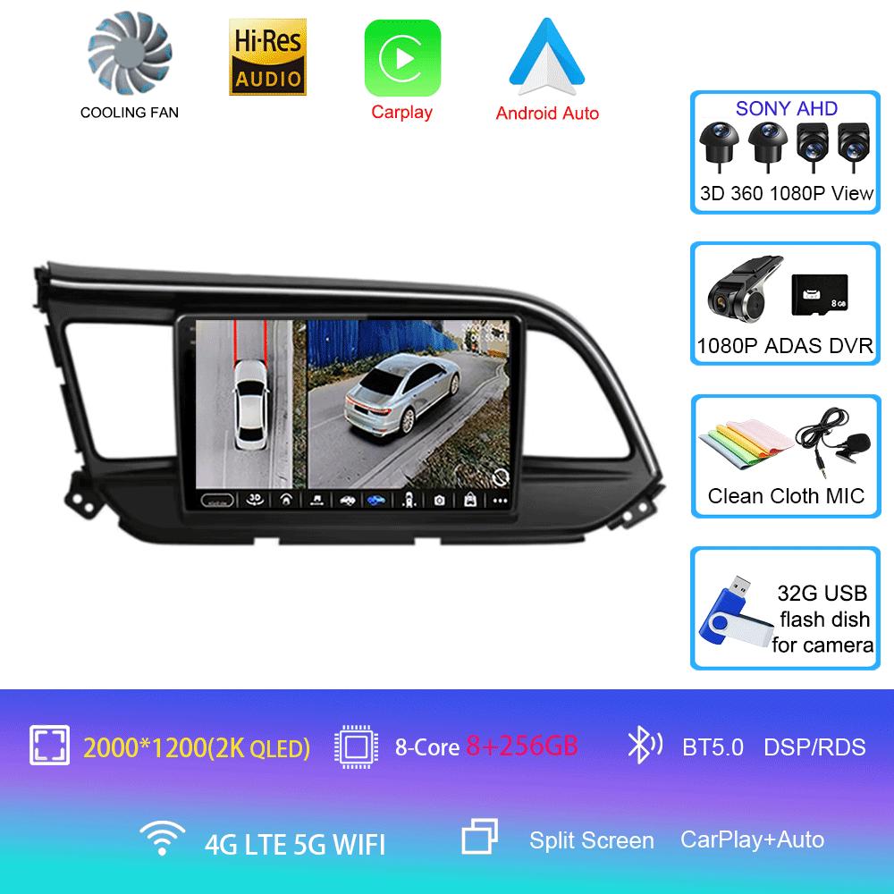 Car Radio Android 14 Carplay For Hyundai Elantra 6 2018 2019 2020 DSP GPS Navigation Multimedia Video Player Stereo Head Unit BT