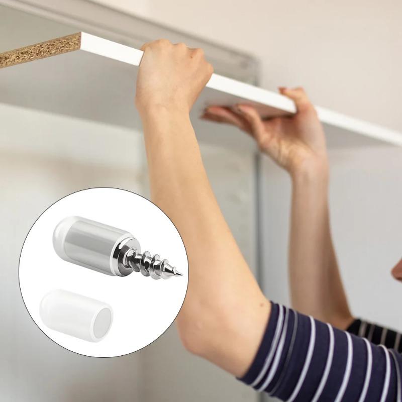 60pcs Self-Tapping Screws Cabinet Laminate Shelf Support Pegs with Non-Slip Sleeve Shelves Kitchen Glass Furniture Closet Shelf Pins