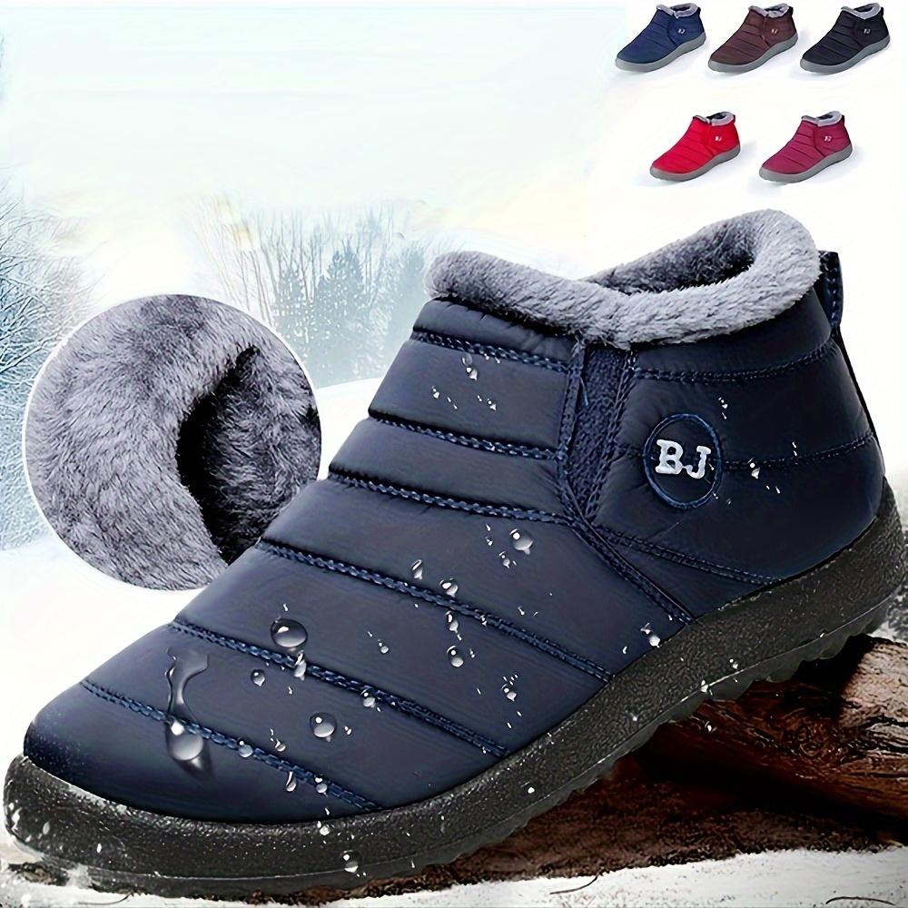 Women's Waterproof Ankle Boots Slip On Soft Sole Platform Shoes Round Toe Plush Lined Cozy Winter Boots