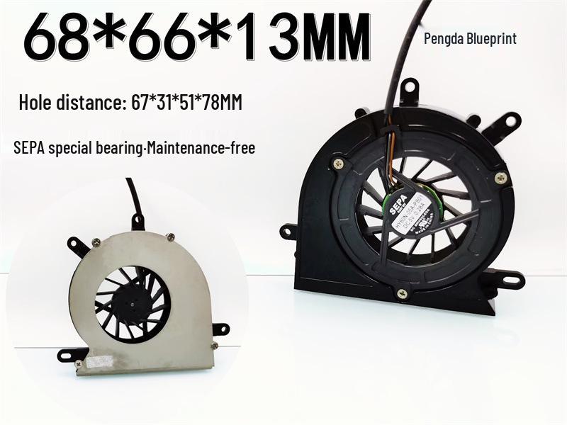 HY60N-05A-P801 Graphics Card Turbine Blower, 5V 0.28A, 68x66x13mm Heat Dissipation